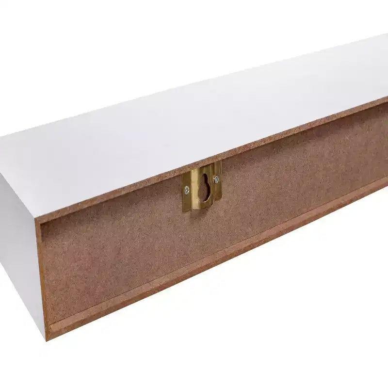 17.72 White Floating Shelf C invisible-bracket wood wall mount, perfect bathroom/bedroom/kitchen dcor or book/plant display, easy install.