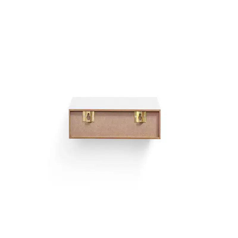 17.72 White Floating Shelf C invisible-bracket wood wall mount, perfect bathroom/bedroom/kitchen dcor or book/plant display, easy install.