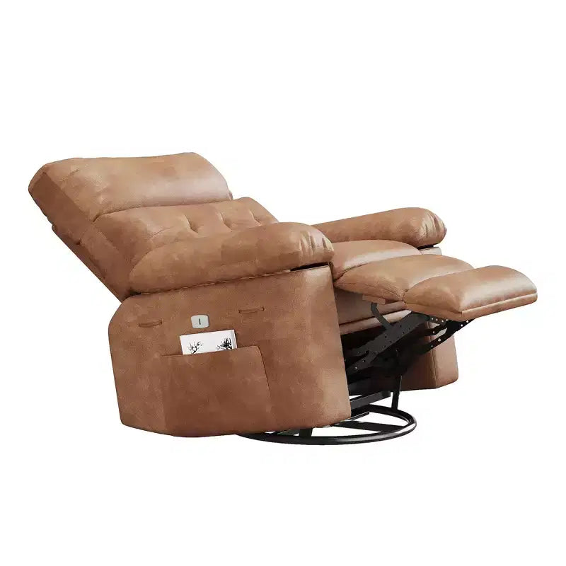 Electric Swivel Rocker Recliner Chair with Massage, Oversized PU Leather Lounge Chair, Comfortable Sofa Chair, Power Recliner for Living Room, Bedroom