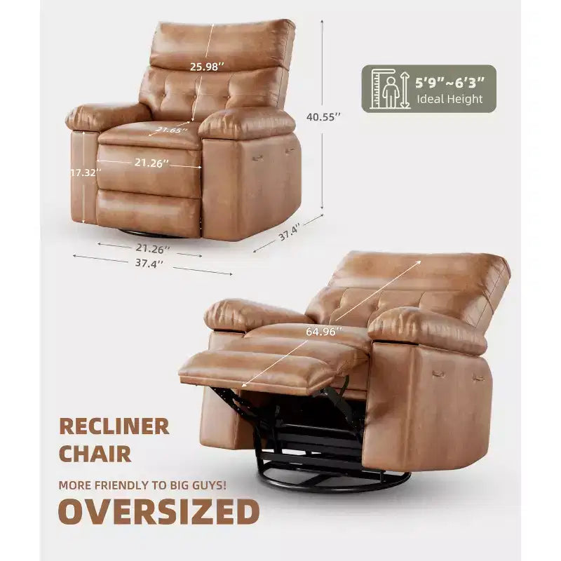Electric Swivel Rocker Recliner Chair with Massage, Oversized PU Leather Lounge Chair, Comfortable Sofa Chair, Power Recliner for Living Room, Bedroom