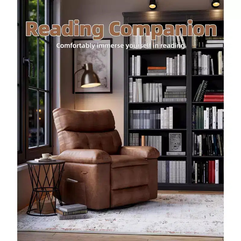 Electric Swivel Rocker Recliner Chair with Massage, Oversized PU Leather Lounge Chair, Comfortable Sofa Chair, Power Recliner for Living Room, Bedroom