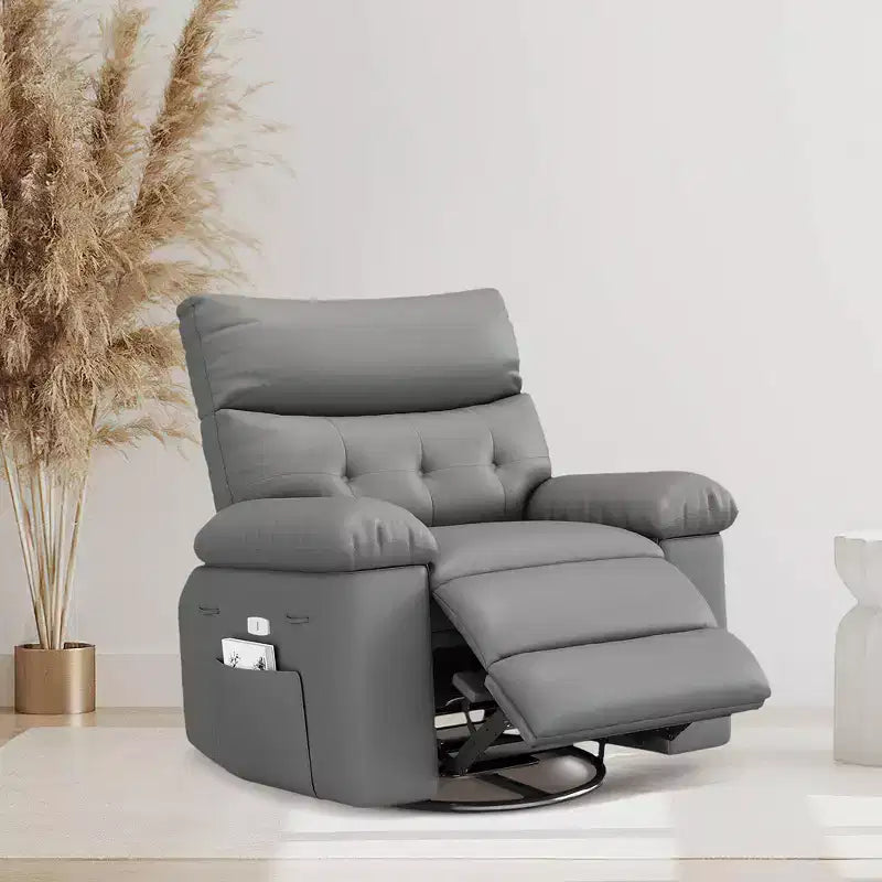 Electric Swivel Rocker Recliner Chair with Massage, Oversized PU Leather Lounge Chair, Comfortable Sofa Chair, Power Recliner for Living Room, Bedroom