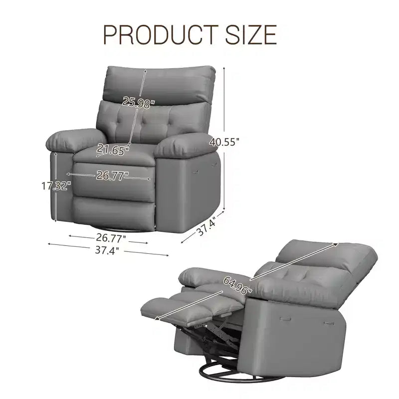 Electric Swivel Rocker Recliner Chair with Massage, Oversized PU Leather Lounge Chair, Comfortable Sofa Chair, Power Recliner for Living Room, Bedroom