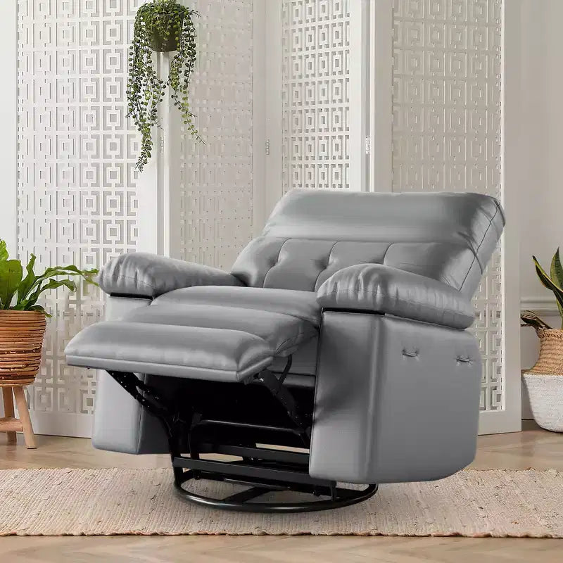 Electric Swivel Rocker Recliner Chair with Massage, Oversized PU Leather Lounge Chair, Comfortable Sofa Chair, Power Recliner for Living Room, Bedroom