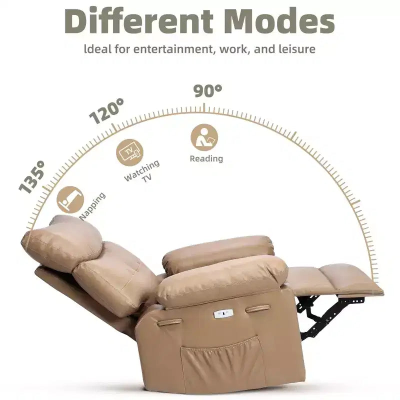 Electric Swivel Rocker Recliner Chair with Massage, Oversized PU Leather Lounge Chair, Comfortable Sofa Chair, Power Recliner for Living Room, Bedroom