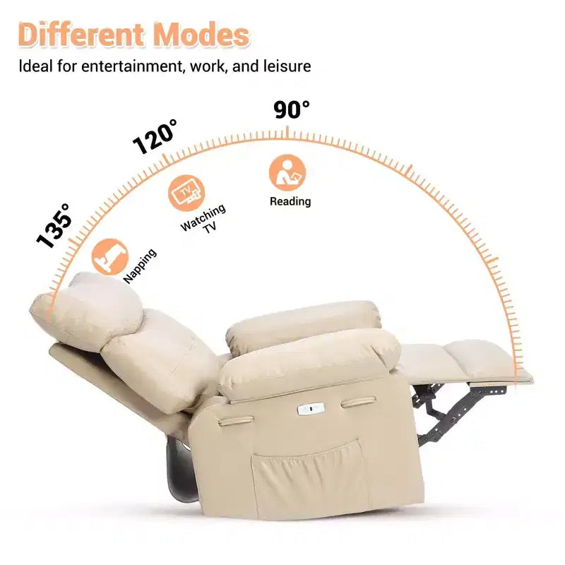 Electric Swivel Rocker Recliner Chair with Massage, Oversized PU Leather Lounge Chair, Comfortable Sofa Chair, Power Recliner for Living Room, Bedroom