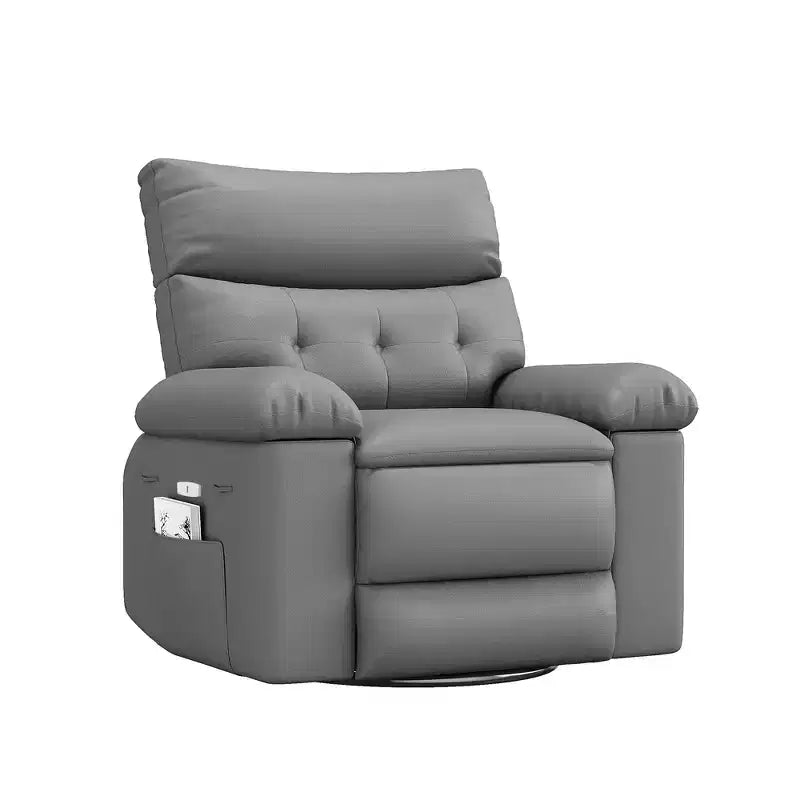 Electric Swivel Rocker Recliner Chair with Massage, Oversized PU Leather Lounge Chair, Comfortable Sofa Chair, Power Recliner for Living Room, Bedroom