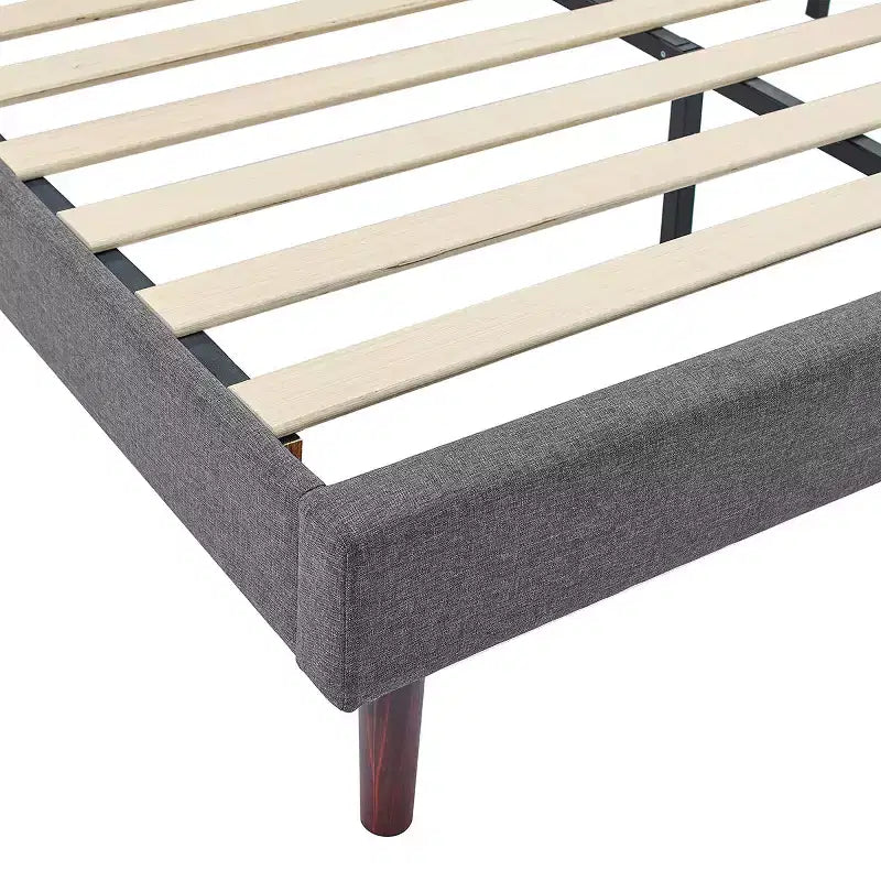Linen Upholstered Adjustable Headboard Bed Frame