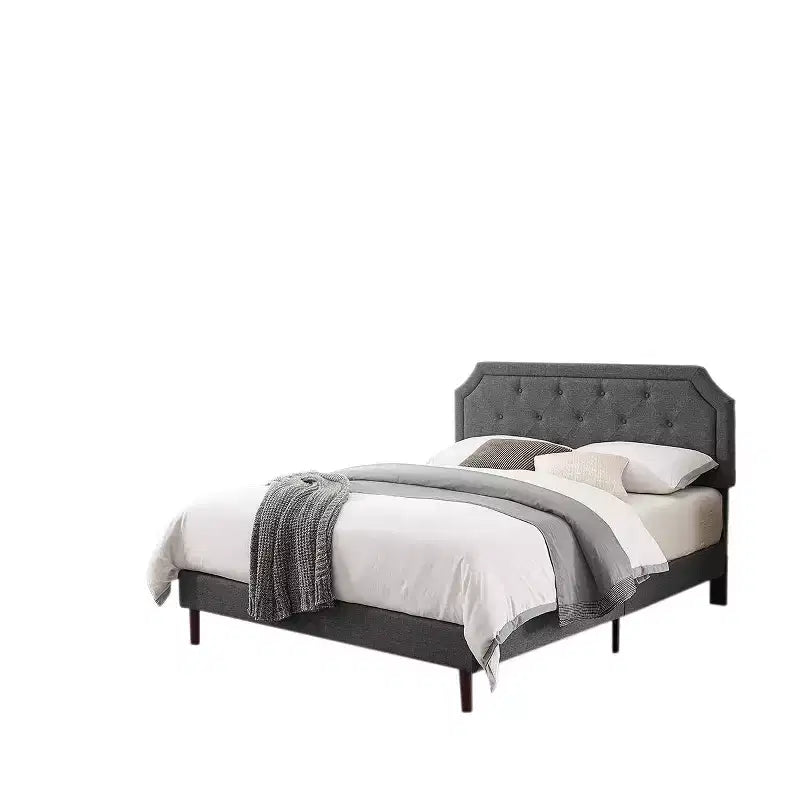 Linen Upholstered Adjustable Headboard Bed Frame