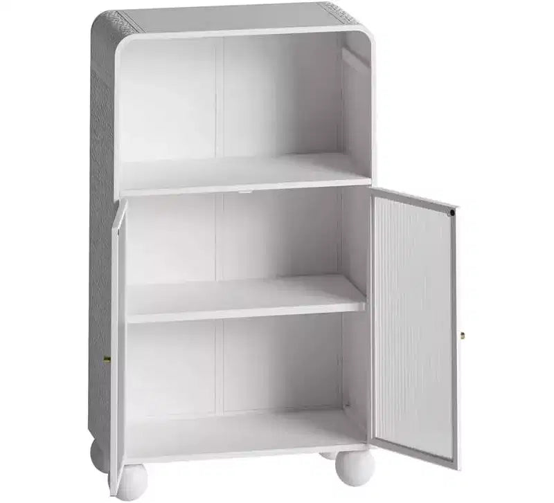 Bathroom Floor Cabinet, 45.28 H Storage Cabinet with Glass Door Shelves, Freestanding Display Cabinet for Kitchen, Living Room, Hallway.
