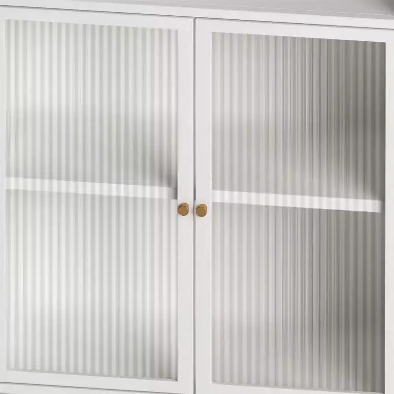 Bathroom Floor Cabinet, 45.28 H Storage Cabinet with Glass Door Shelves, Freestanding Display Cabinet for Kitchen, Living Room, Hallway.