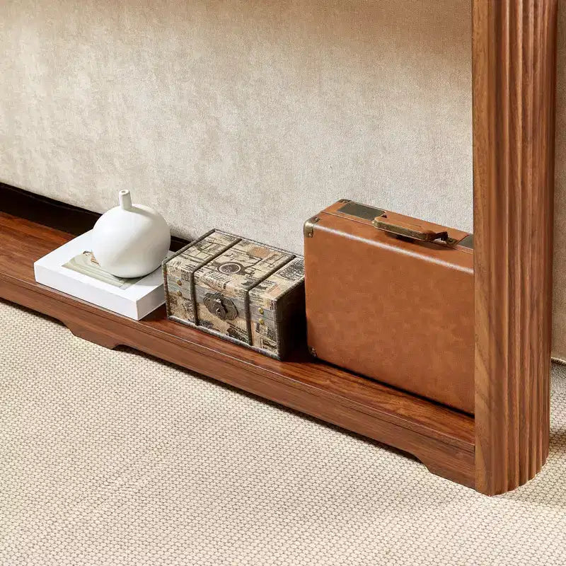 70" Console Table, Modern Wave Sofa Table with Open Shelf, Narrow Wood Accent Foyer Table with Thick Top for Hallway, Entryway, Living Room