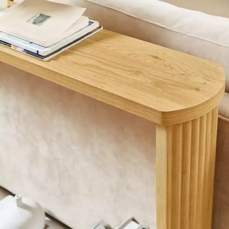 70" Console Table, Modern Wave Sofa Table with Open Shelf, Narrow Wood Accent Foyer Table with Thick Top for Hallway, Entryway, Living Room