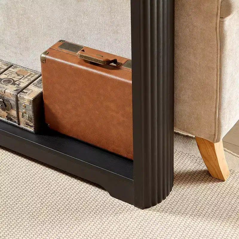 70" Console Table, Modern Wave Sofa Table with Open Shelf, Narrow Wood Accent Foyer Table with Thick Top for Hallway, Entryway, Living Room