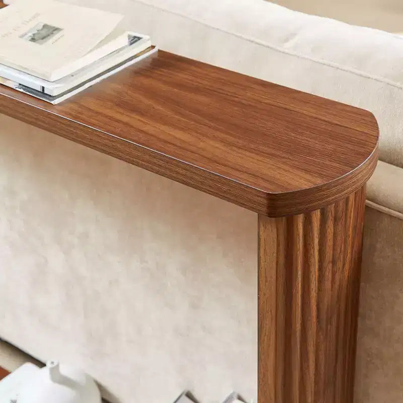 70" Console Table, Modern Wave Sofa Table with Open Shelf, Narrow Wood Accent Foyer Table with Thick Top for Hallway, Entryway, Living Room