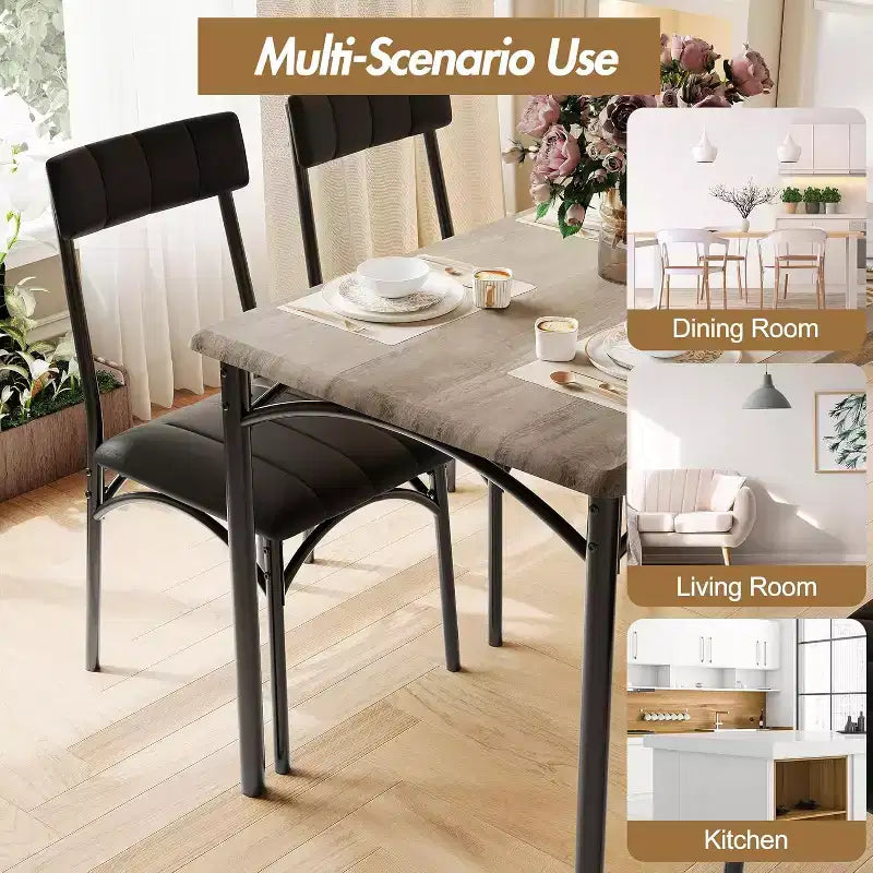 4-Piece Dining Set with Table, 2 Chairs & Bench, Retro Style Space-Saving Kitchen Table for Small Spaces, Kitchen, Apartments