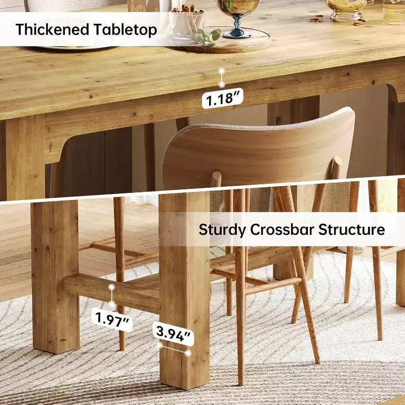 Solid Wood Bar Table, 63-Inch Long Counter Height Pub Table, High Home Bar Furniture for Kitchen