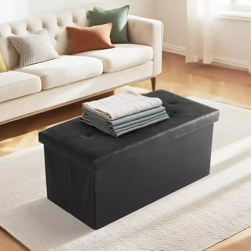 30/43IN Foldable Storage Bench with Thicker Foam Padded Seat, End of Bed Bench, Entryway Bench for Living Room