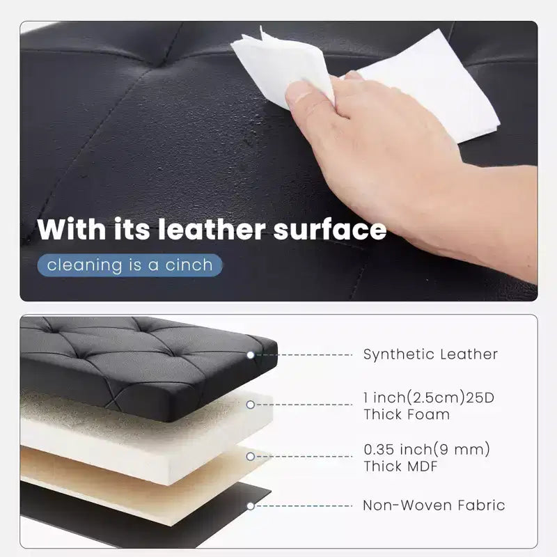 30/43IN Foldable Storage Bench with Thicker Foam Padded Seat, End of Bed Bench, Entryway Bench for Living Room